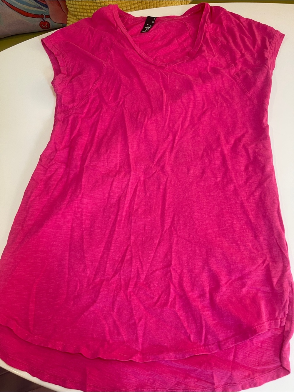 Bright Pink Cap Sleeve Scoop Neck T-shirt Dress
